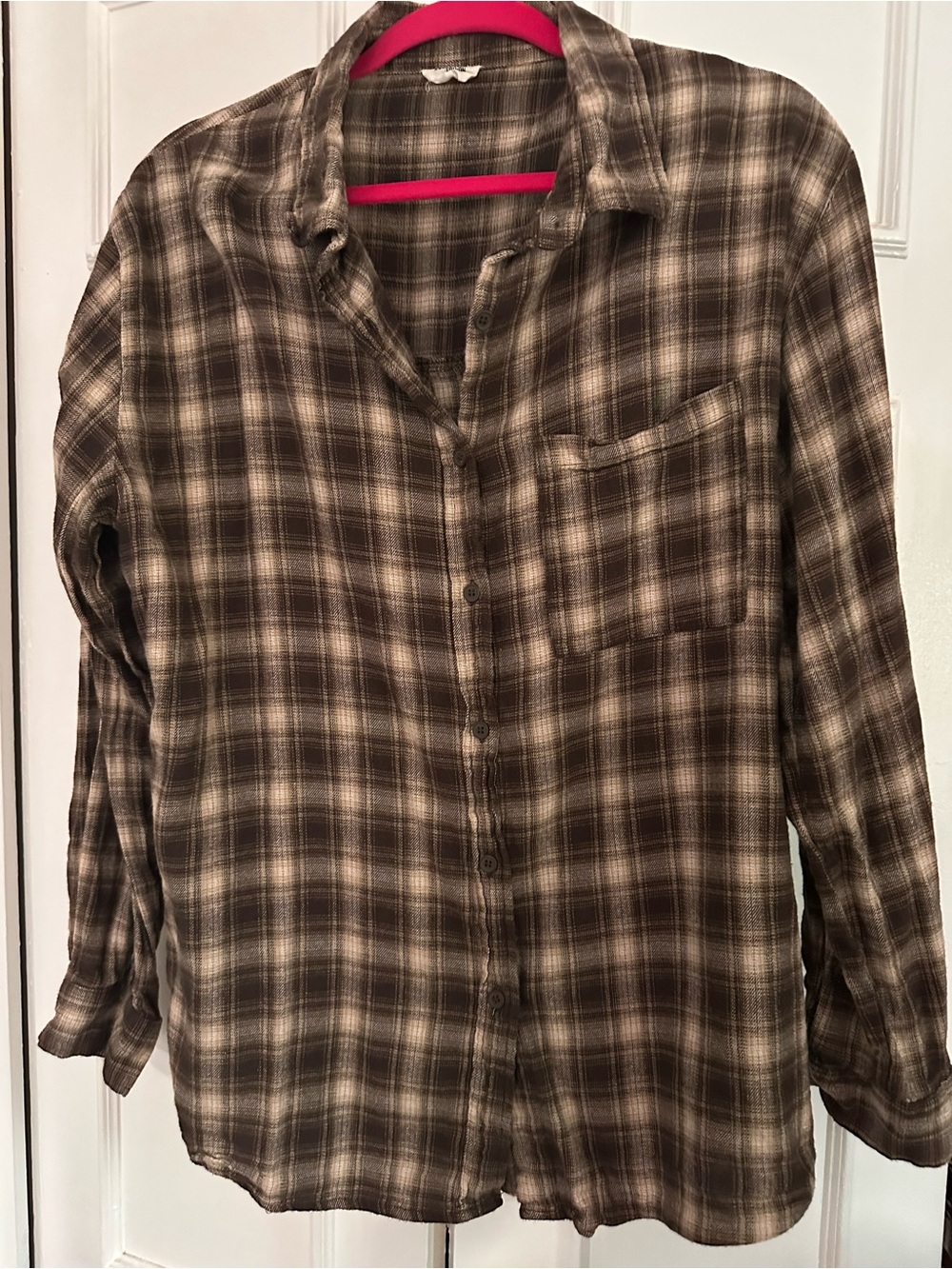 Brown cotton on Plaid Button-Up Shirt